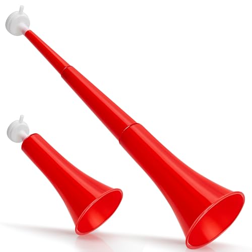 Druvian Red Vuvuzela – 23-Inch Foldable Stadium Horn with Loud Sound for Sports, Parties, and Emergencies