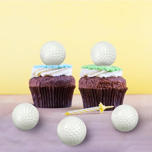 DRWATE 28-Pack Golf Ball Cake Toppers - 1.2 Inch Mini Golf Ball Decorations for Golf Themed Birthday Parties