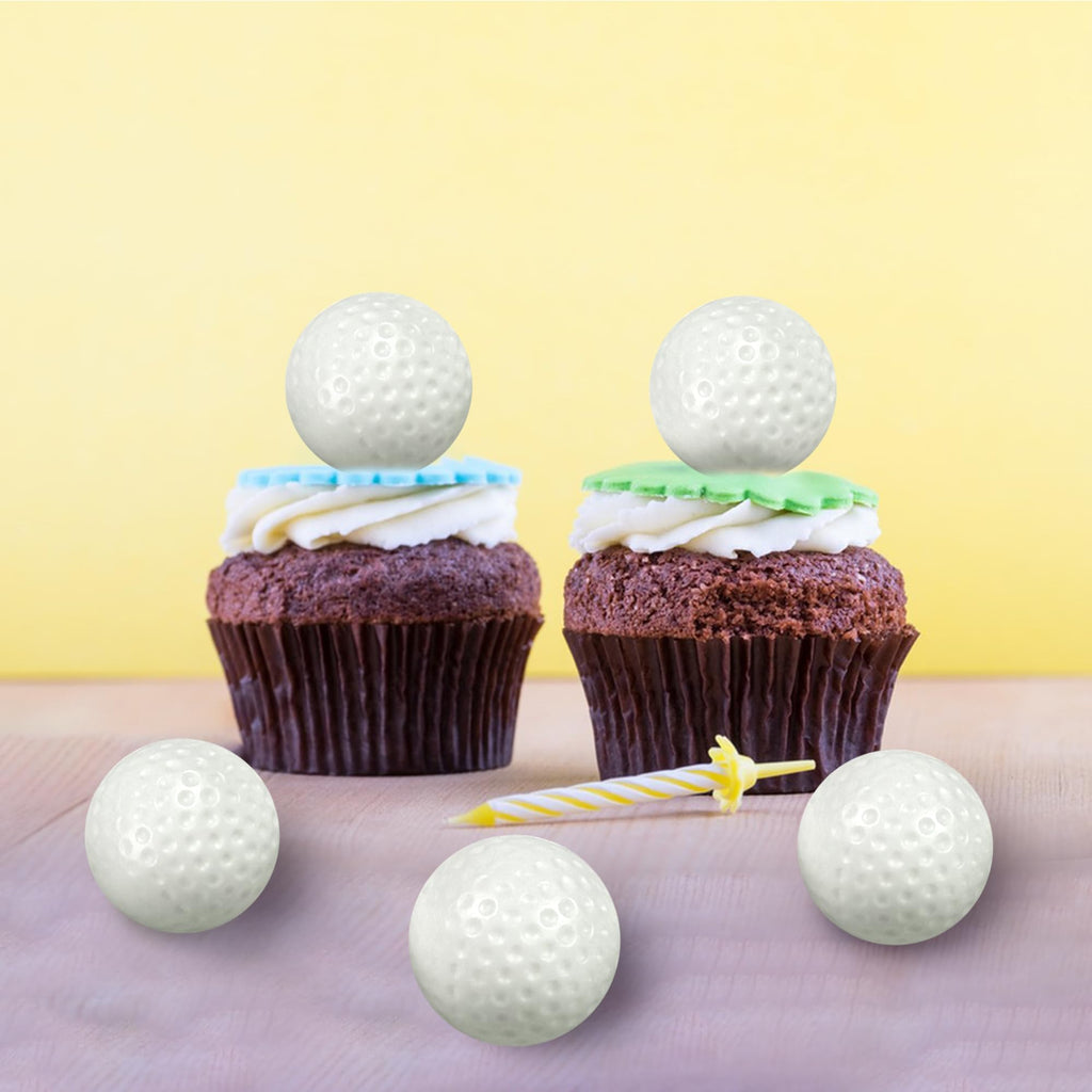 DRWATE 28-Pack Golf Ball Cake Toppers - 1.2 Inch Mini Golf Ball Decorations for Golf Themed Birthday Parties