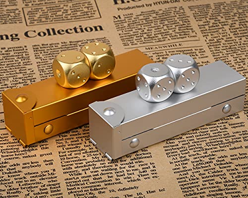 DS. Distinctive Style 5-Piece 16mm Aluminum Alloy Metal Dice Set with Portable Case – Gold