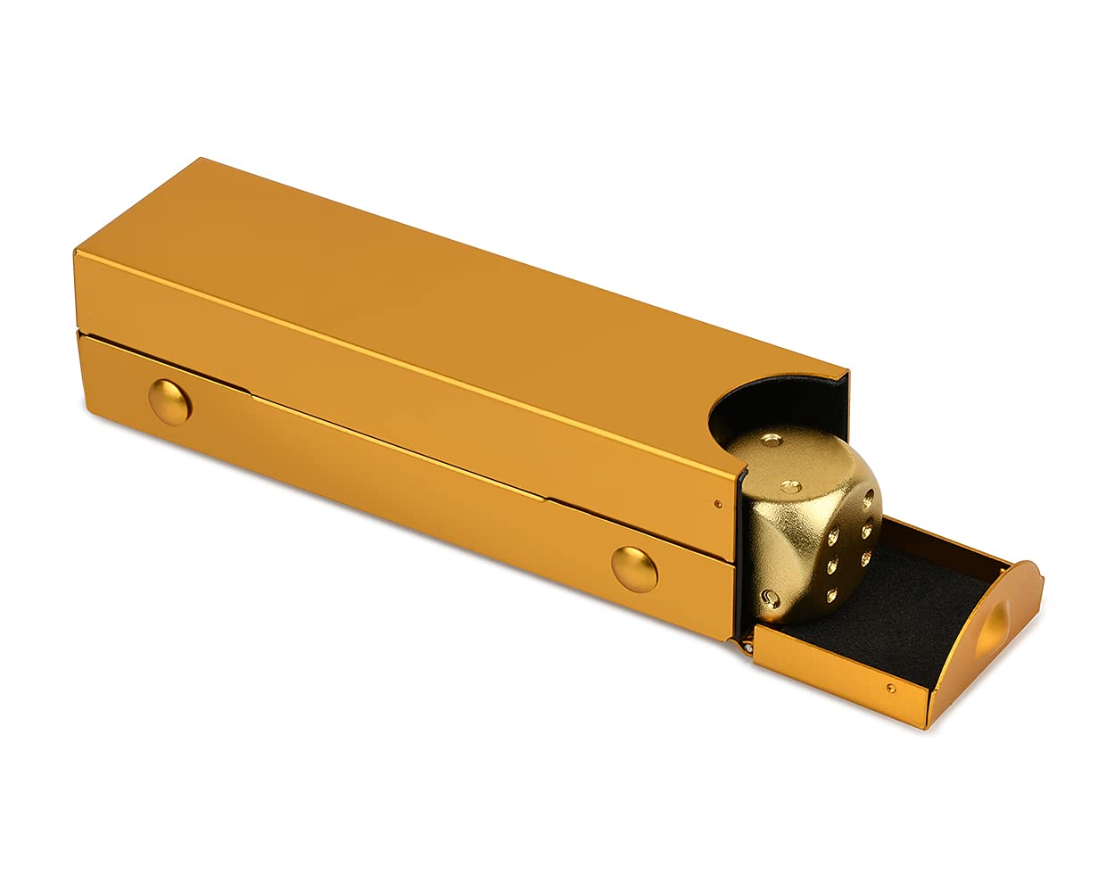 DS. Distinctive Style 5-Piece 16mm Aluminum Alloy Metal Dice Set with Portable Case – Gold