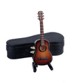 Dselvgvu Wooden Miniature Guitar Replica - Brown 6-String Collectible with Stand and Case