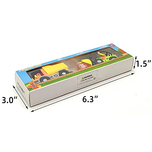 DSHMIXIA Construction Train Cars Set – Magnetic Digger & Dump Truck for Wooden Tracks