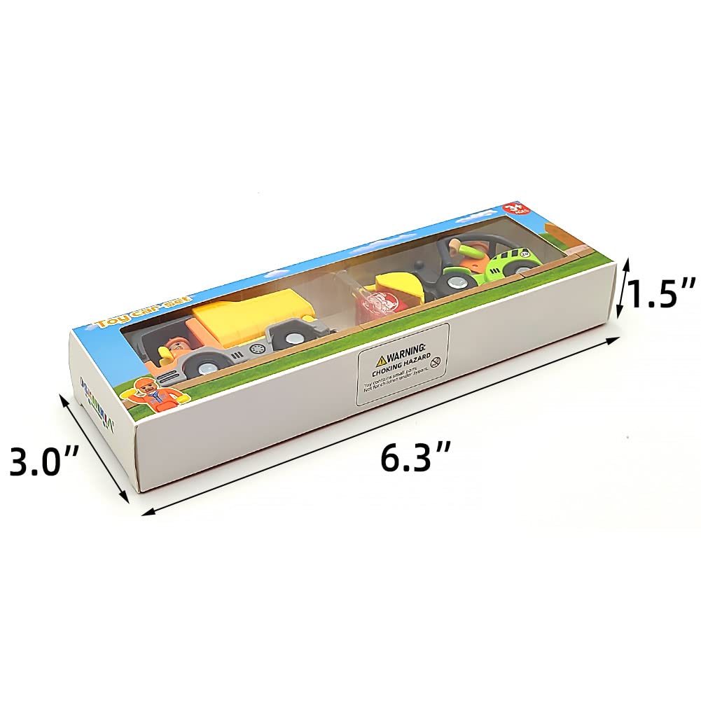 DSHMIXIA Construction Train Cars Set – Magnetic Digger & Dump Truck for Wooden Tracks