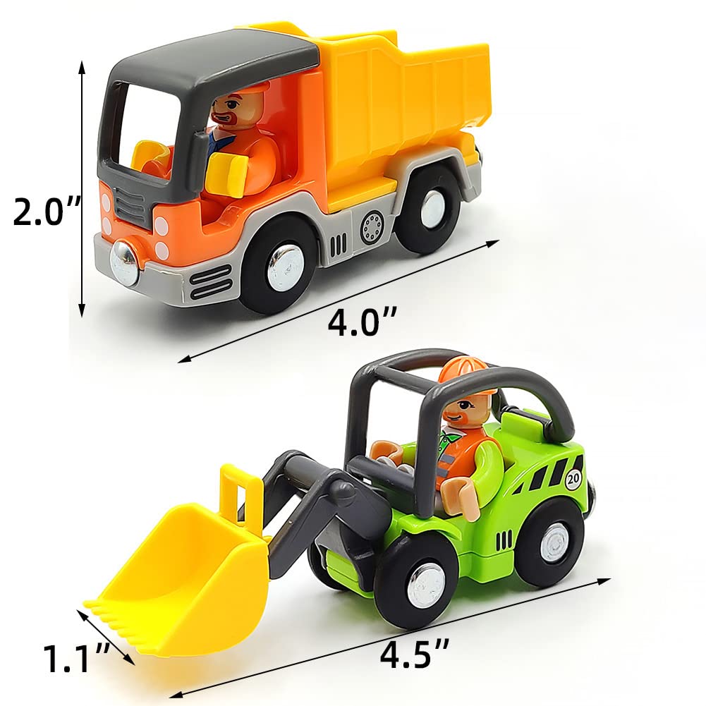 DSHMIXIA Construction Train Cars Set – Magnetic Digger & Dump Truck for Wooden Tracks