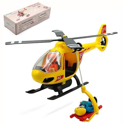 DSHMIXIA Rescue Helicopter Train Accessory with Light & Sound for Kids Ages 3-7