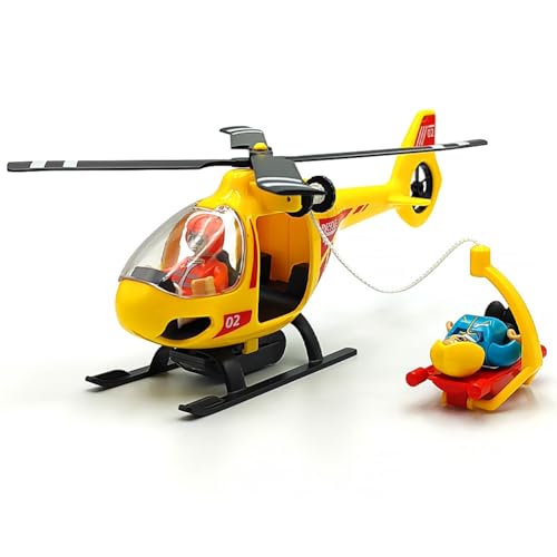 DSHMIXIA Rescue Helicopter Train Accessory with Light & Sound for Kids Ages 3-7