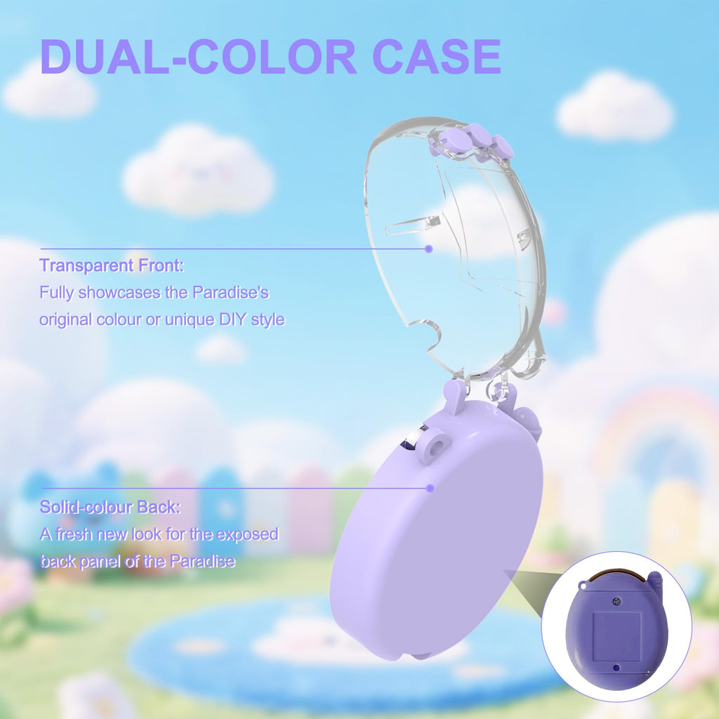 Dual-Color Hard Case with Lanyard for Tamagotchi Connection V3 – Clear Protective Cover with Built-In Screen Guard