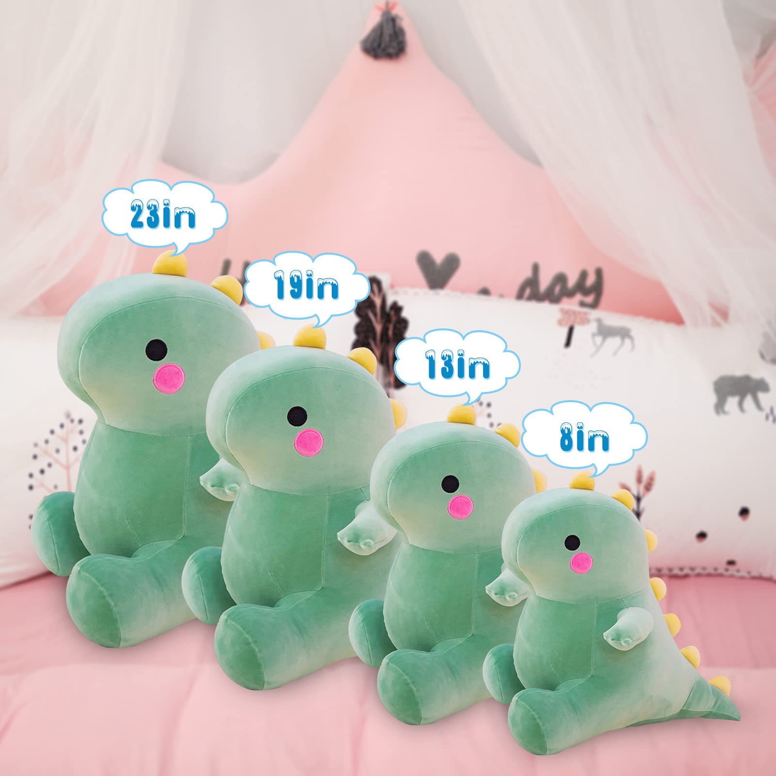 DUANMUL Green 8-Inch Fat Dinosaur Plush Toy - Soft Stuffed Animal for Kids