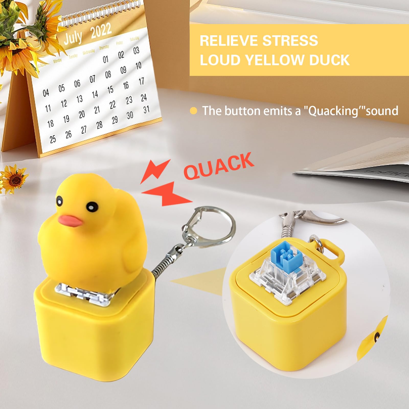 Duck Quacking Fidget Toy – Rechargeable Keychain with Lights and Sound for Stress Relief