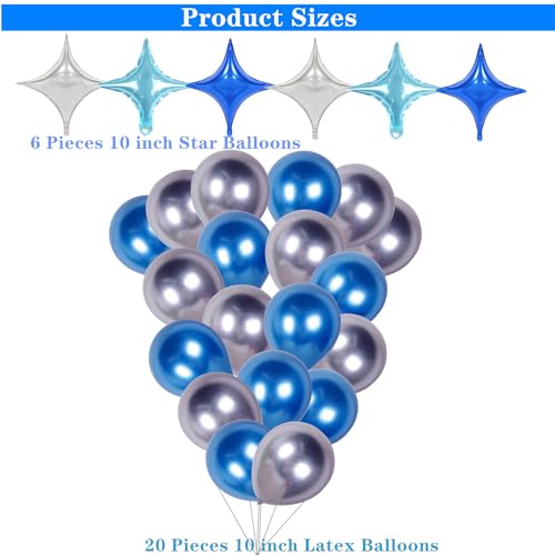 DUFACAI 44-Piece Pajama Party Balloon Set - Blue Moon, Stars & Hearts for Sleepover Decor