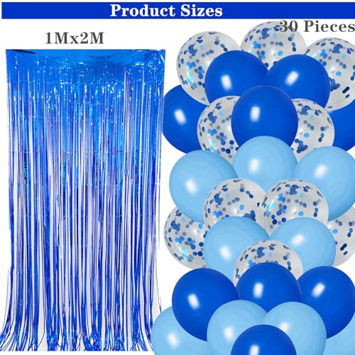 DUFACAI Blue 10th Birthday Party Decorations Kit - Banner, Balloons & Fringe Curtain