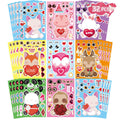 DUJAA 32-Pack Valentine Make a Face Stickers – Cute Animal Designs for Kids Crafts
