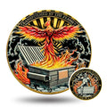 Dumpster Fire Challenge Coin – Phoenix & Knight 3D UV Print Zinc Alloy 1.7 Inch Funny Motivational Gift