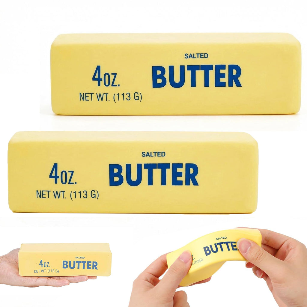 Dumwick Slow Rising Squishy Butter Stick (2 Pack) - Realistic Butter Shaped Squeeze Toy for Stress Relief