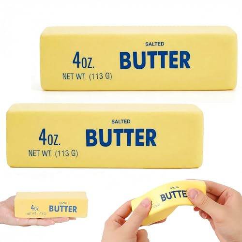 Dumwick Slow Rising Squishy Butter Stick (2 Pack) - Realistic Butter Shaped Squeeze Toy for Stress Relief