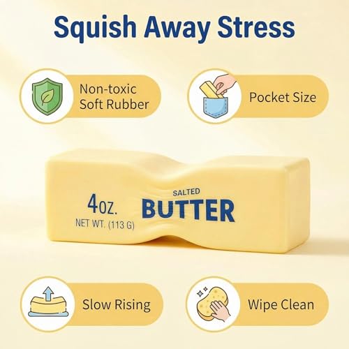 Dumwick Slow Rising Squishy Butter Stick (2 Pack) - Realistic Butter Shaped Squeeze Toy for Stress Relief