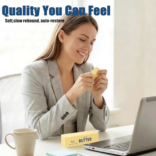 Dumwick Slow Rising Squishy Butter Stick (2 Pack) - Realistic Butter Shaped Squeeze Toy for Stress Relief