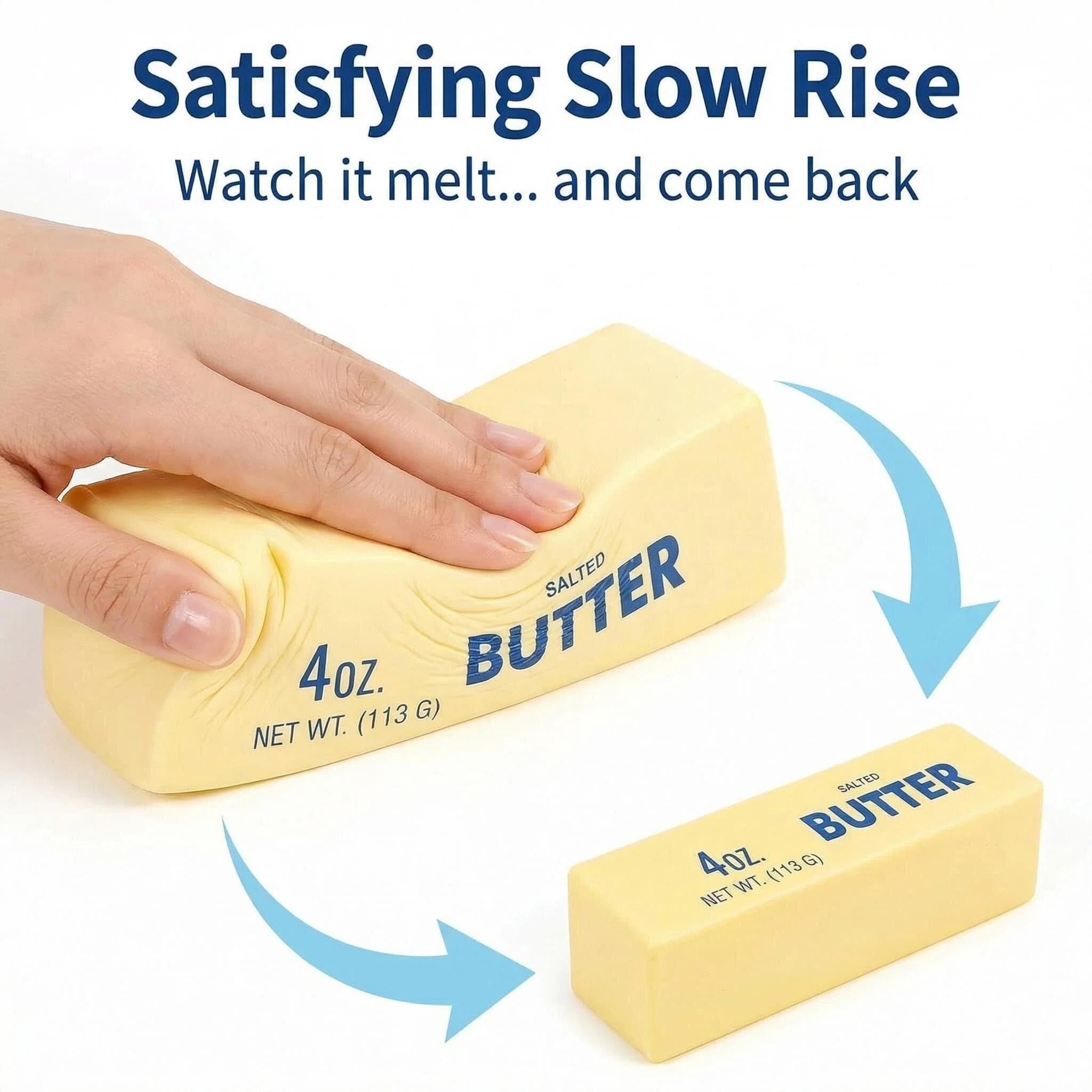 Dumwick Slow Rising Squishy Butter Stick (2 Pack) - Realistic Butter Shaped Squeeze Toy for Stress Relief