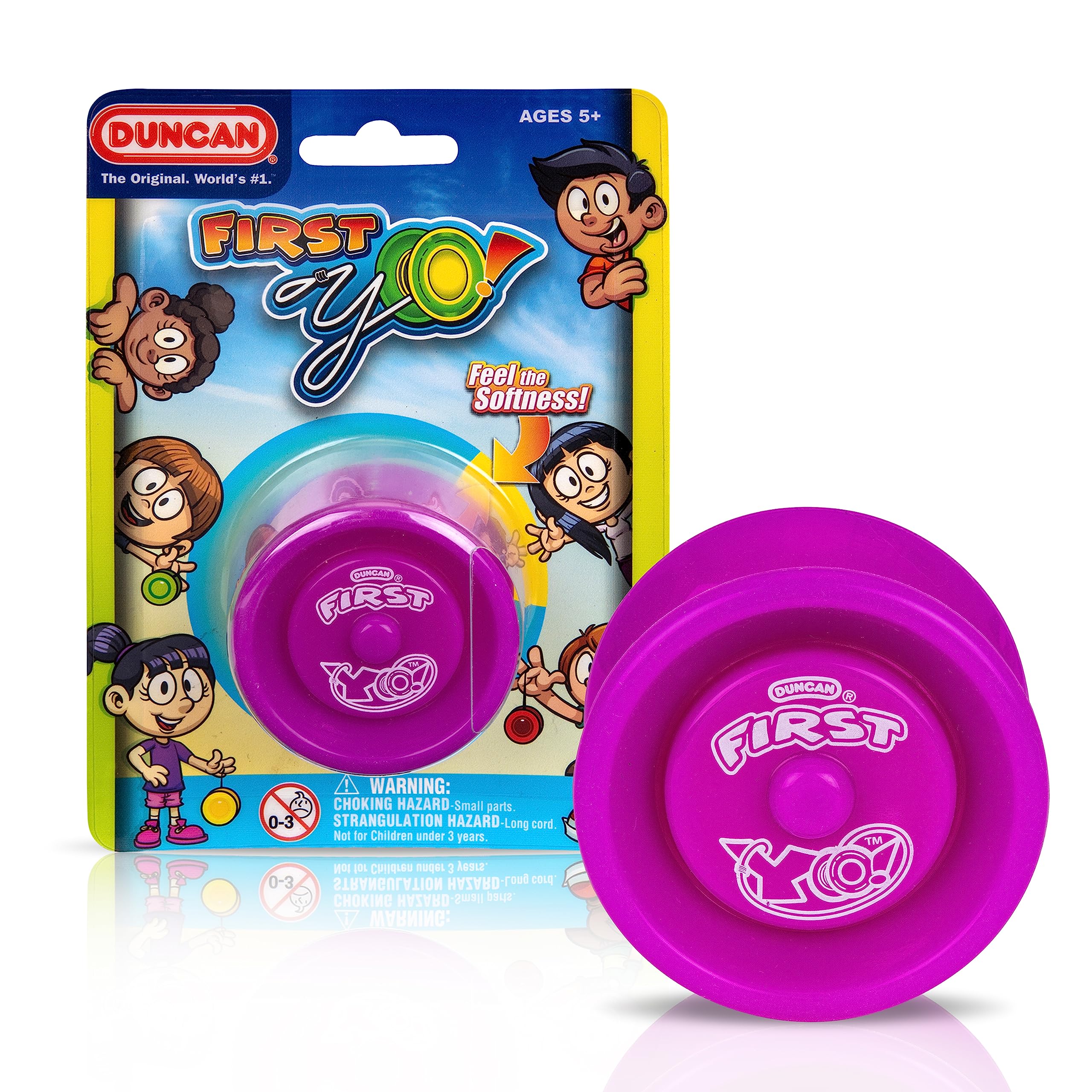 Duncan First Yo! Responsive Beginner Yo-Yo for Kids - Soft Silicone, Purple/Yellow