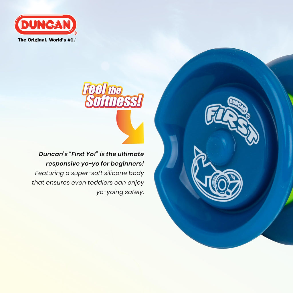 Duncan First Yo! Super-Soft Silicone Yo-Yo for Kids - Responsive Beginner Yo-Yo (Green/Yellow)