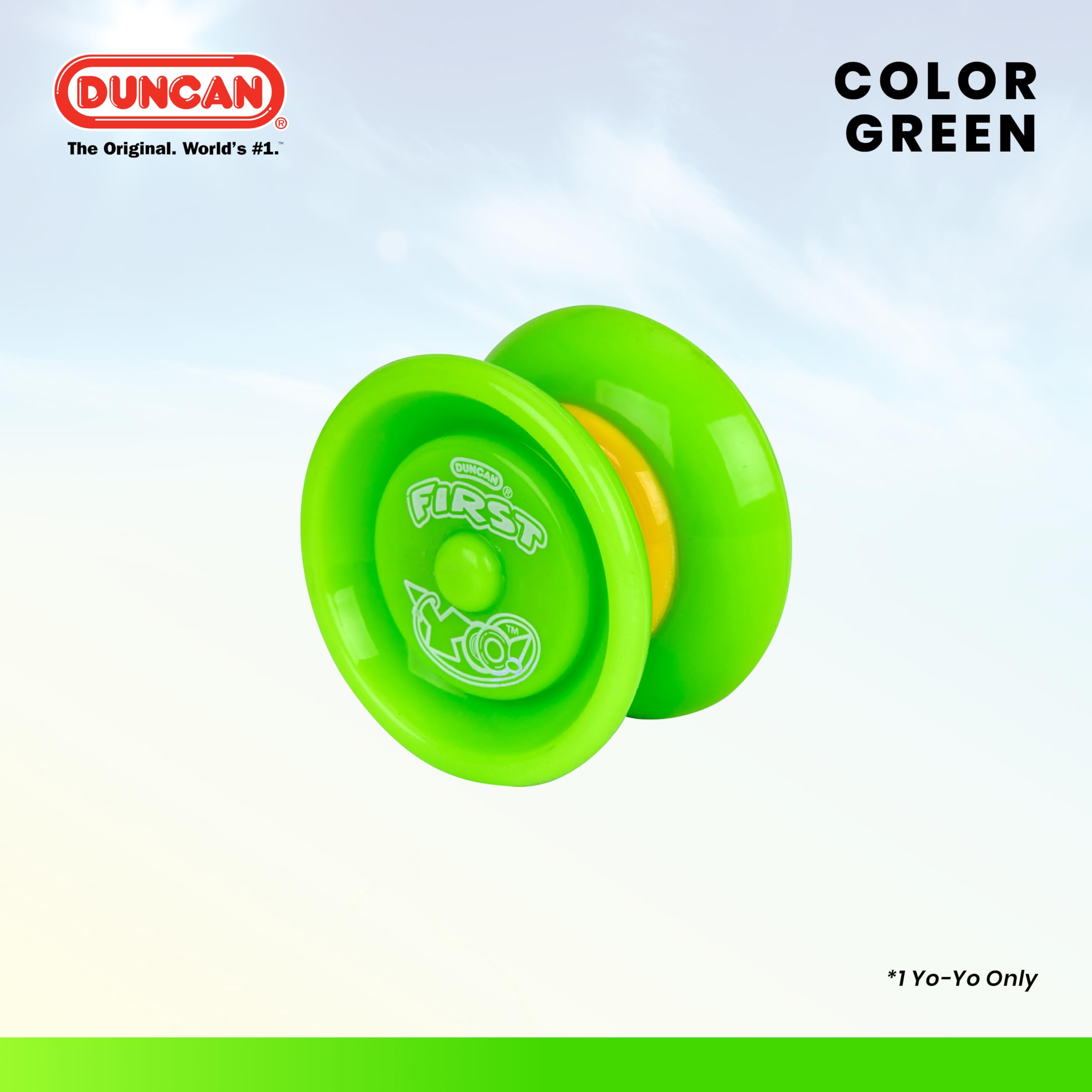 Duncan First Yo! Super-Soft Silicone Yo-Yo for Kids - Responsive Beginner Yo-Yo (Green/Yellow)