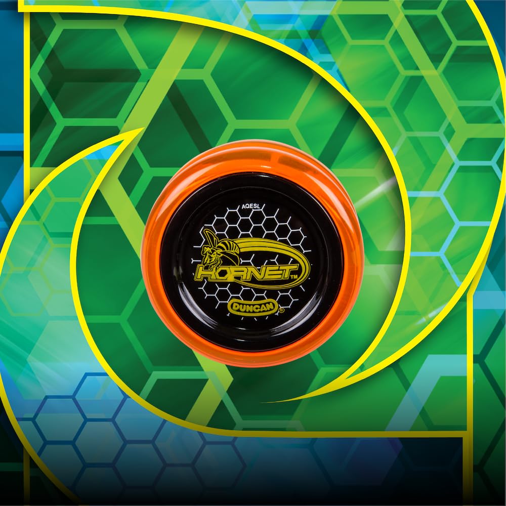 Duncan Hornet Pro Looping Yo-Yo – Blue with Yellow Caps, Ball-Bearing Axle, Intermediate Level