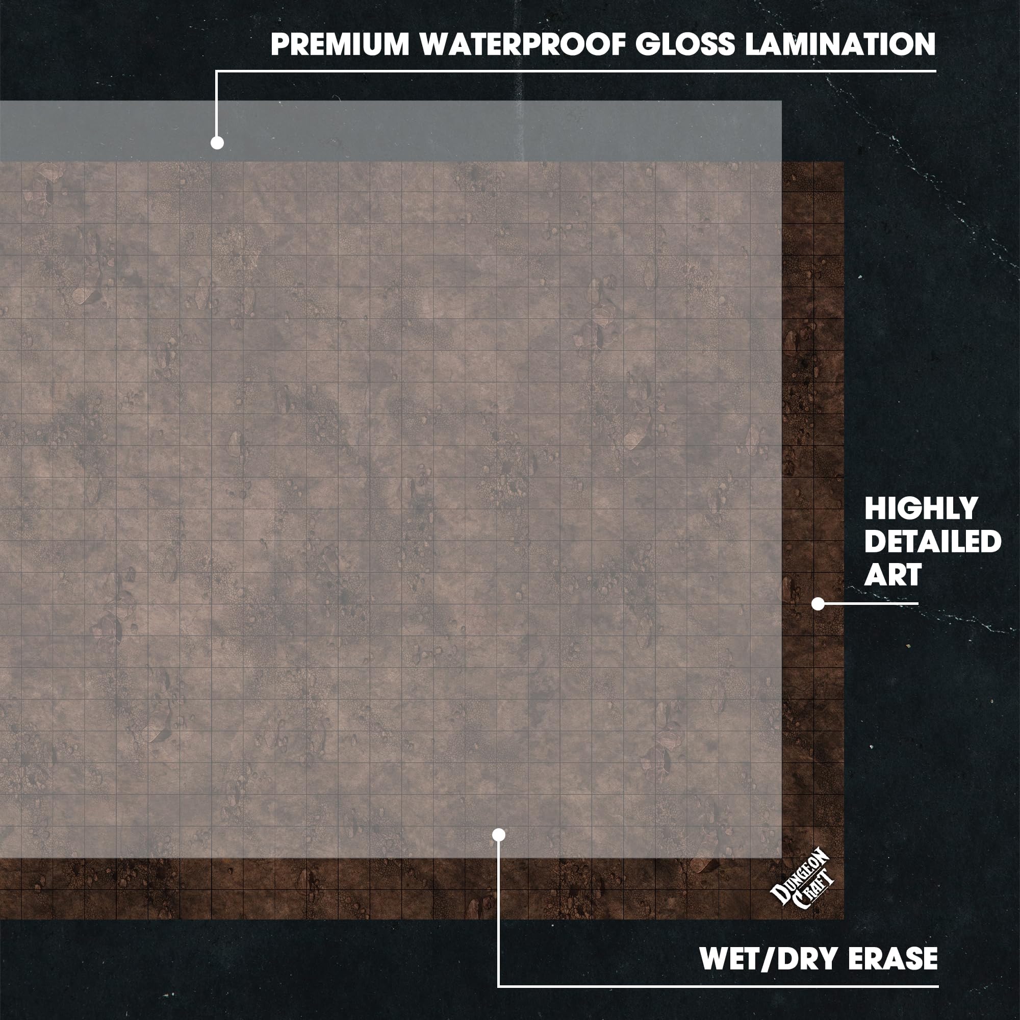 Dungeon Craft Double-Sided Battle Map – 24x33 Laminated Grid Mat for D&D and RPGs