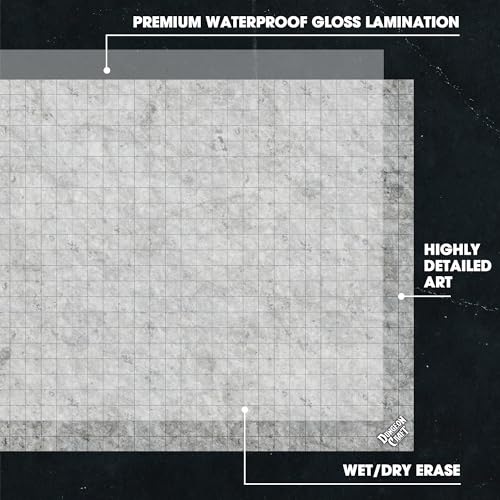 Dungeon Craft Double-Sided Battle Map 24x33 – Laminated Wet/Dry Erase Grid Mat for D&D RPG City Pack