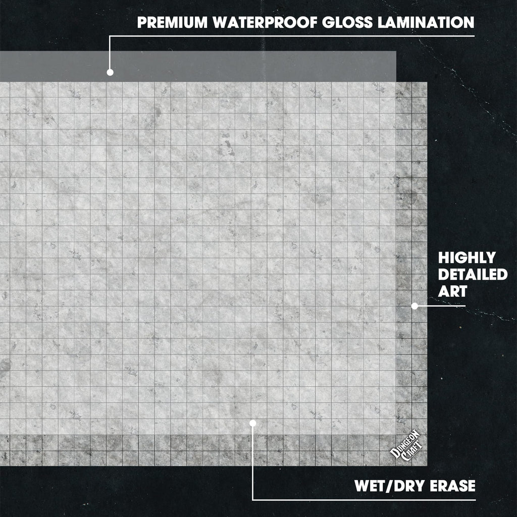 Dungeon Craft Double-Sided Battle Map 24x33 – Laminated Wet/Dry Erase Grid Mat for D&D RPG City Pack