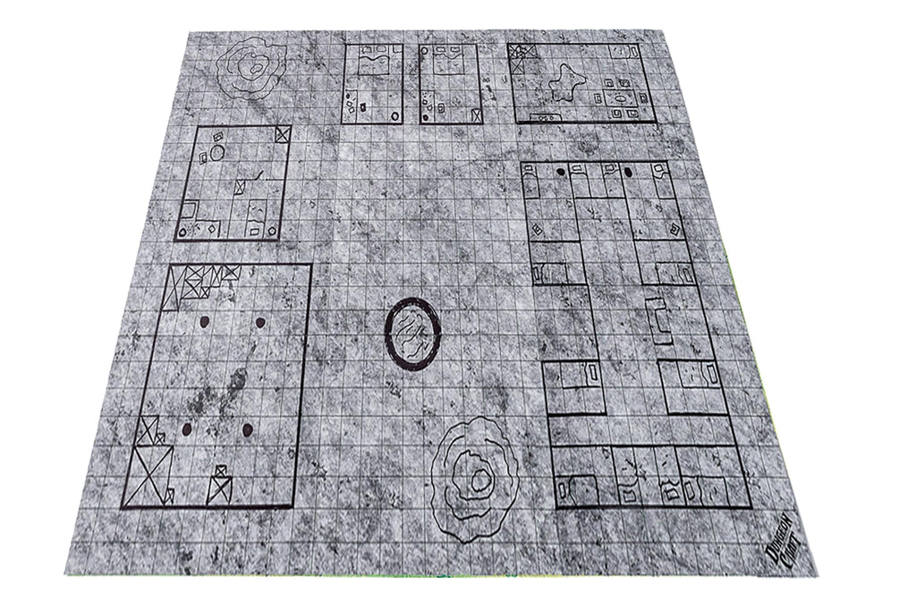 Dungeon Craft Double-Sided Battle Map 24x33 – Laminated Wet/Dry Erase Grid Mat for D&D RPG City Pack