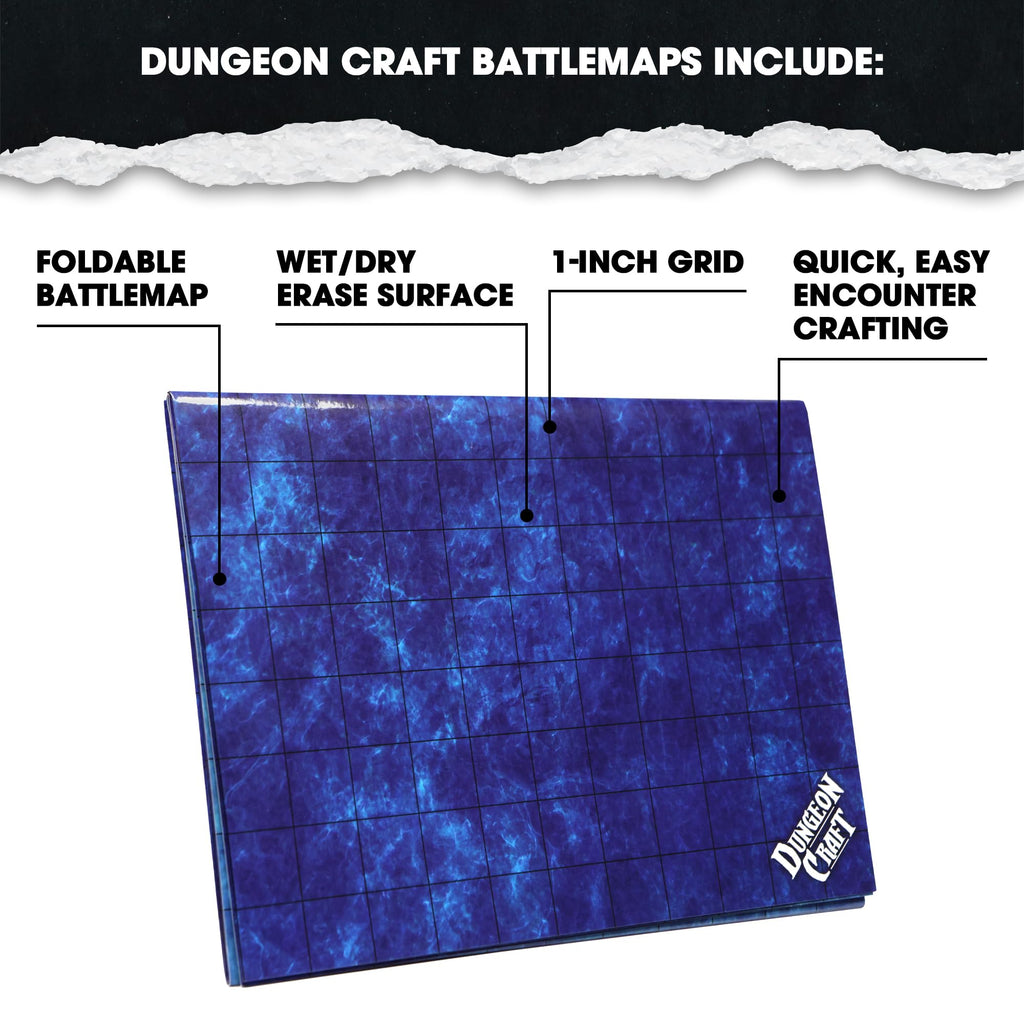 Dungeon Craft Double-Sided Ocean Battle Map – 24x33 Laminated Grid Mat for D&D & RPGs