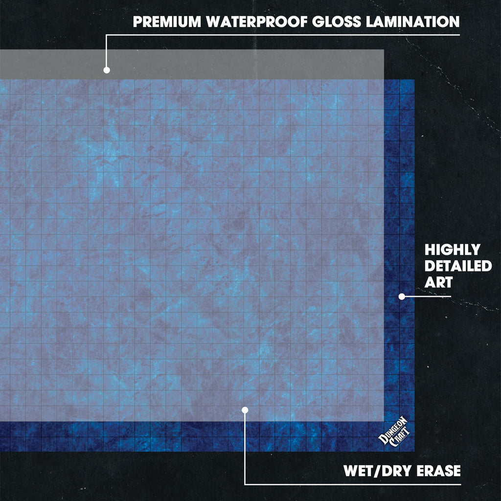 Dungeon Craft Double-Sided Ocean Battle Map – 24x33 Laminated Grid Mat for D&D & RPGs
