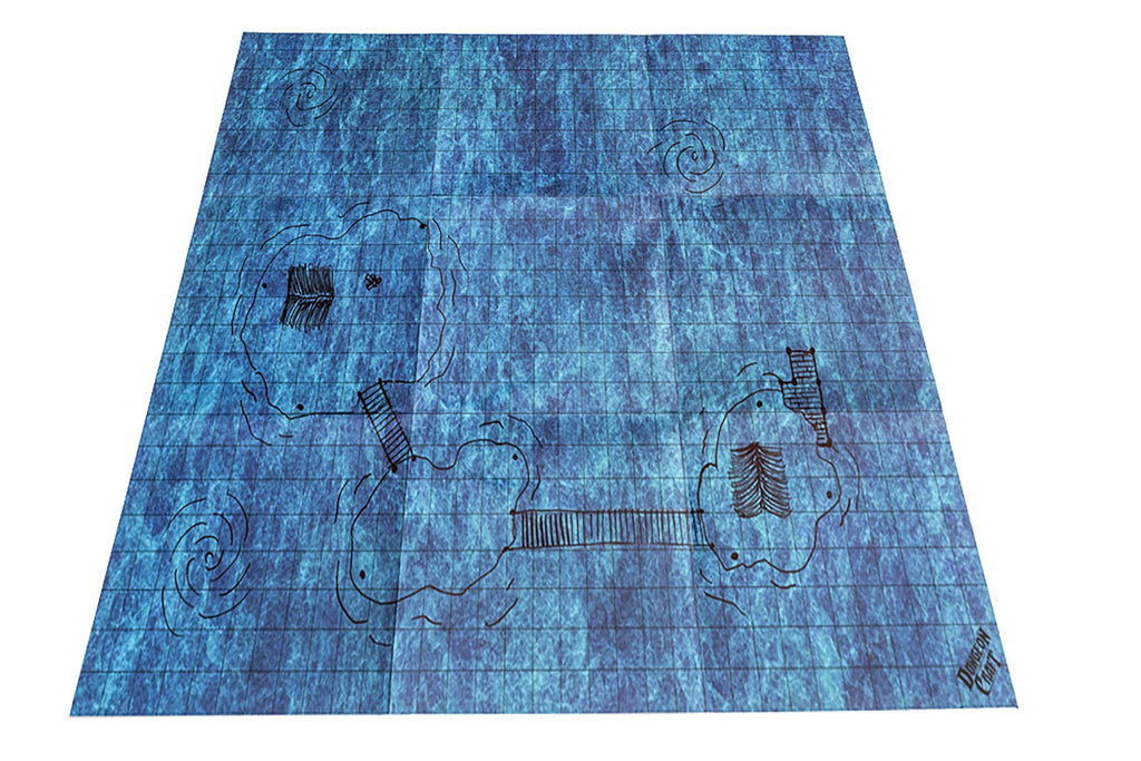 Dungeon Craft Double-Sided Ocean Battle Map – 24x33 Laminated Grid Mat for D&D & RPGs