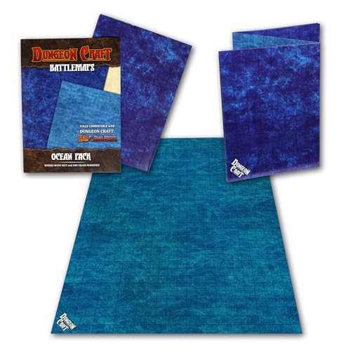 Dungeon Craft Double-Sided Ocean Battle Map – 24x33 Laminated Grid Mat for D&D & RPGs