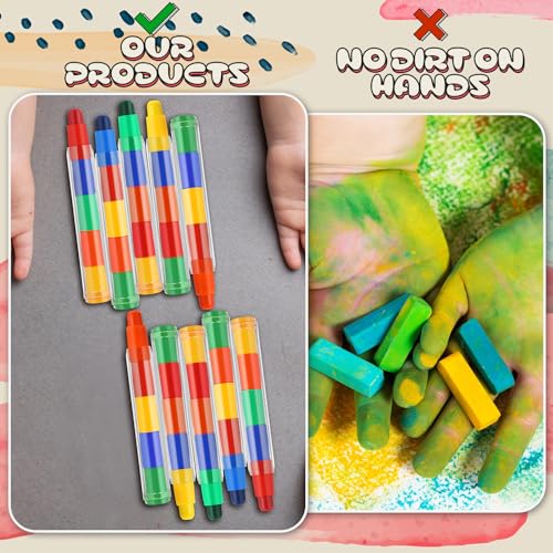Dunzoom 15 Pcs Stackable Buildable Crayons - 5 Colors Interchangeable Rainbow Crayons for Adults, Party Favors, DIY
