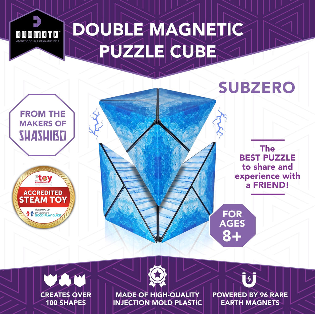 Duomoto Magnetic Transforming Cube – 96 Rare Earth Magnets, Over 100 Shapes, Splits into 2 Moto Cubes – STEAM Puzzle for Ages 8+