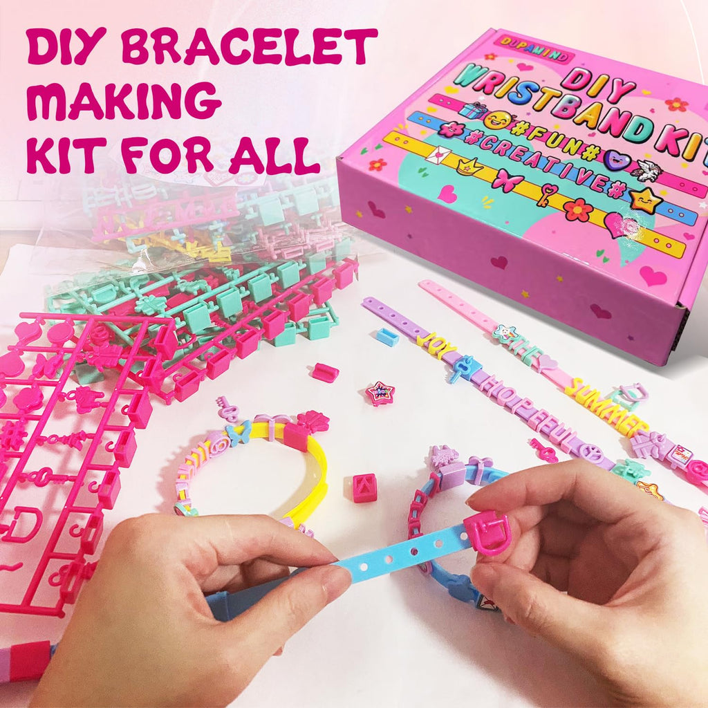 Dupamind Friendship Bracelet Making Kit for Girls – DIY Jewelry Craft with Snap-On System, Letter Beads & Charms, Ages 5-12
