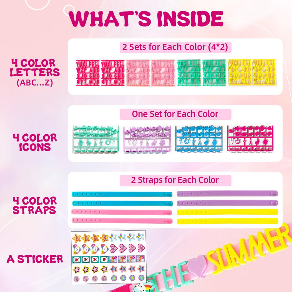 Dupamind Friendship Bracelet Making Kit for Girls – DIY Jewelry Craft with Snap-On System, Letter Beads & Charms, Ages 5-12