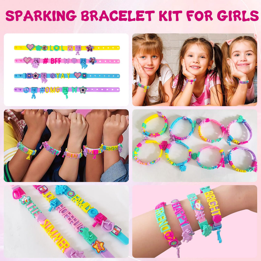 Dupamind Friendship Bracelet Making Kit for Girls – DIY Jewelry Craft with Snap-On System, Letter Beads & Charms, Ages 5-12