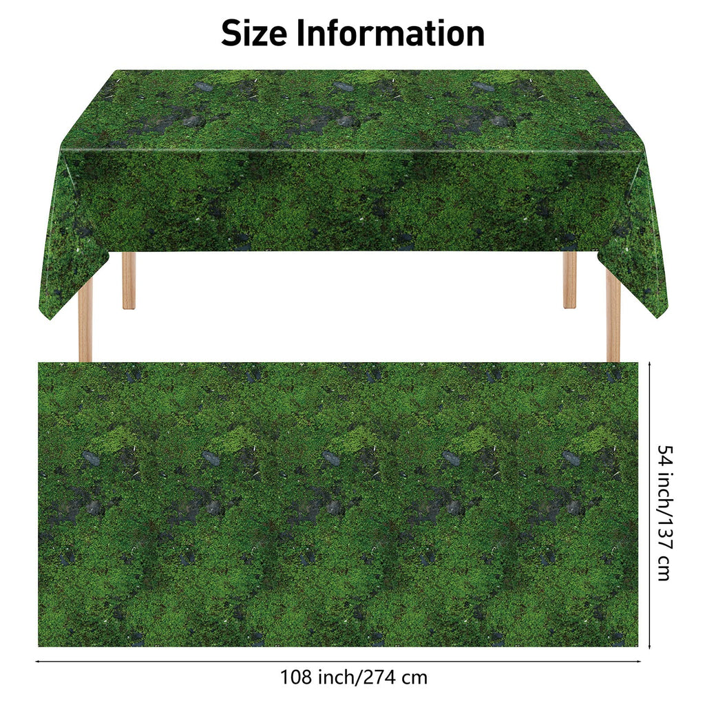 durony 2 Pack Green Moss Pattern Plastic Tablecloths 108x54 Inch Waterproof Party Table Covers for Nature Theme