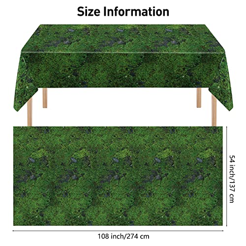 durony 2 Pack Green Moss Pattern Plastic Tablecloths 108x54 Inch Waterproof Party Table Covers for Nature Theme