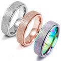 DURSI 3-Piece Stainless Steel Spinner Ring Set – Silver, Rose Gold & Rainbow Fidget Rings for Anxiety (6mm/8mm)