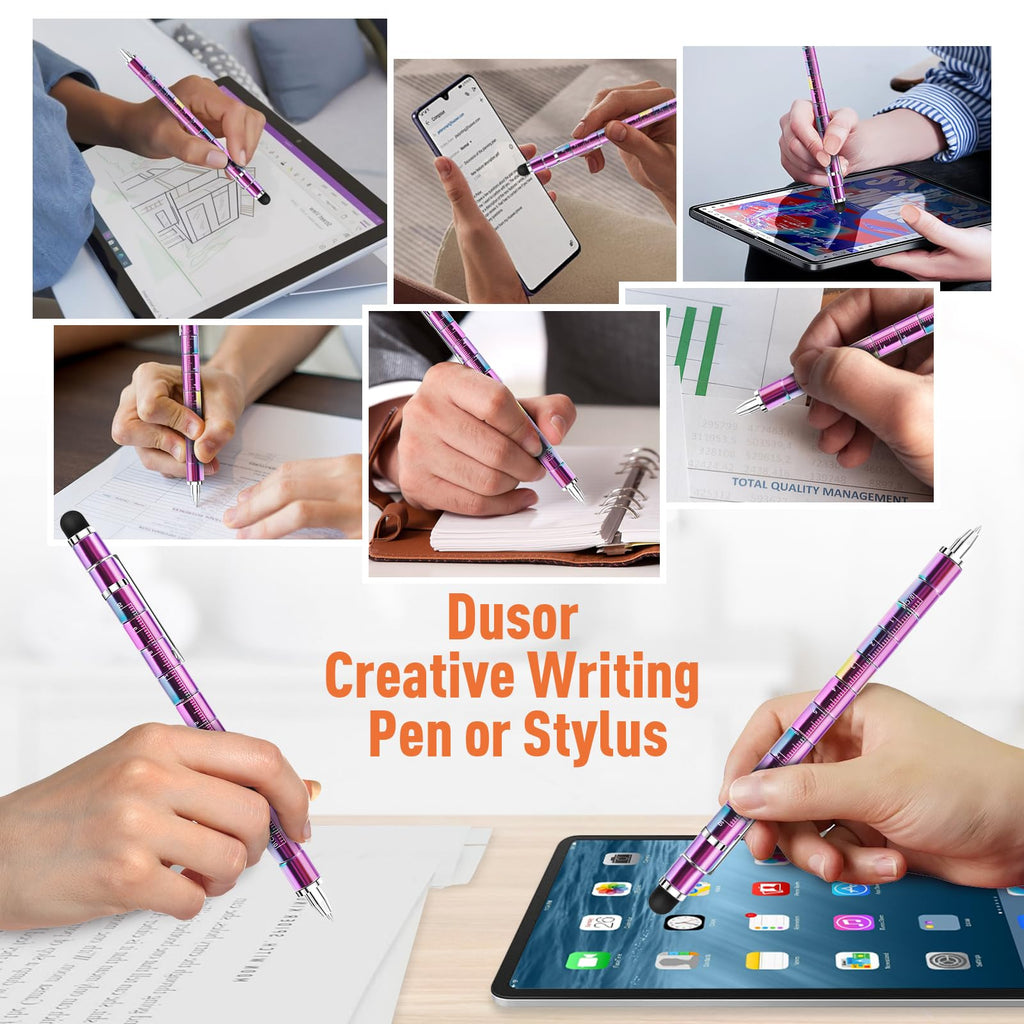 Dusor Fidget Pen: 13-in-1 Multifunction Pen for Men – Stress Relief Toy, Stylus, LED Light, and Deformation Toy Gift