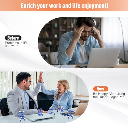 Dusor Multifunction Fidget Pen – 13-Ring Deconstructible Toy Pen with Touchscreen Tip and LED Light