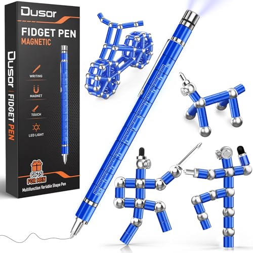 Dusor Multifunction Fidget Pen – 13-Ring Deconstructible Toy Pen with Touchscreen Tip and LED Light