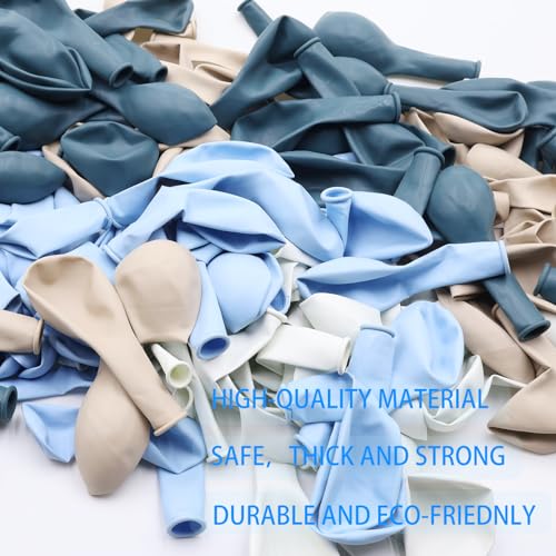 Dusty Blue Balloon Garland Kit - 167pcs Arch Kit with Sand White & White Balloons for Baby Shower Wedding Birthday