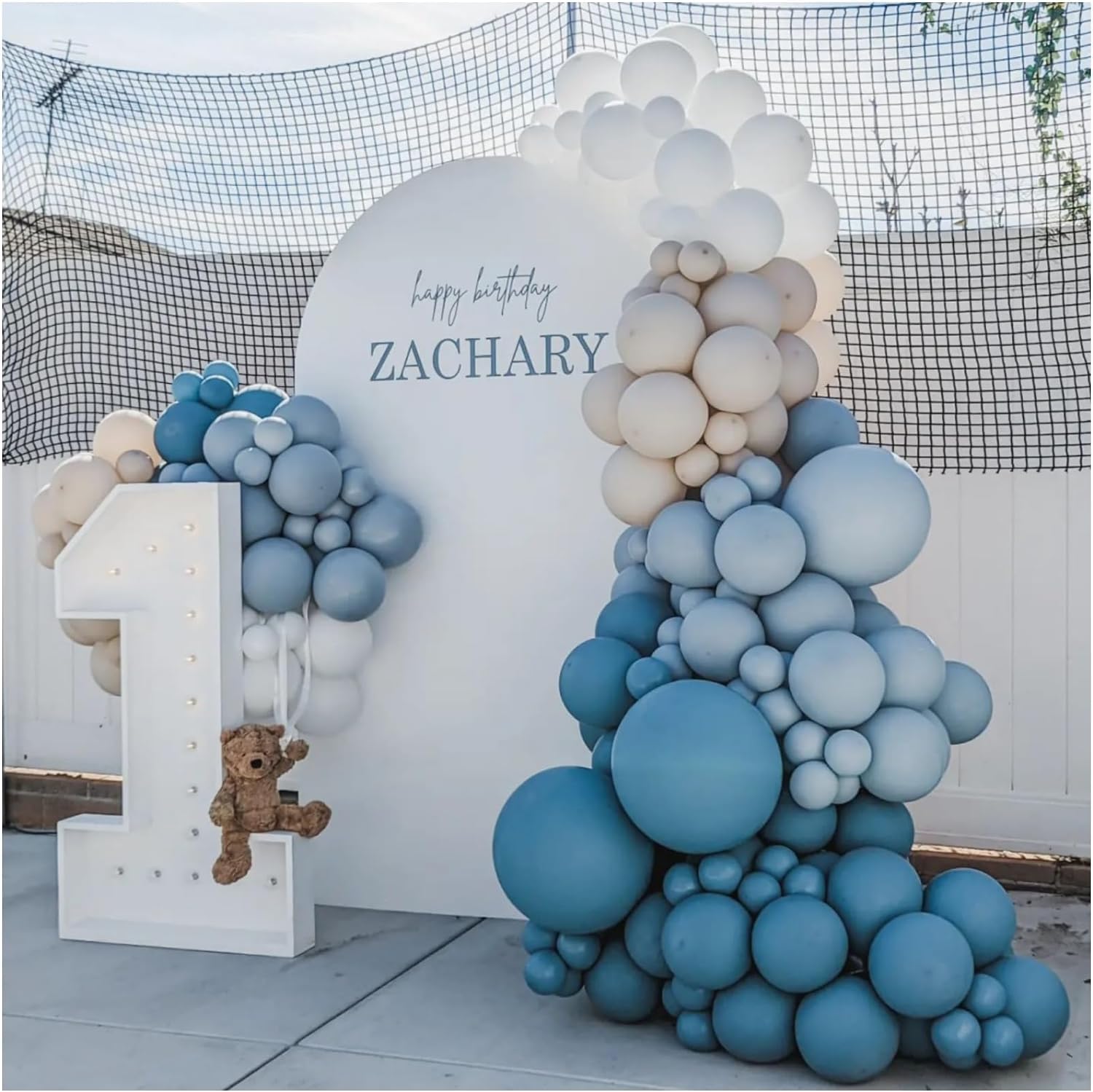 Dusty Blue Balloon Garland Kit - 167pcs Arch Kit with Sand White & White Balloons for Baby Shower Wedding Birthday