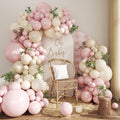 Dusty Pink Balloon Arch Kit 124 Pieces - CROSSFINGERS Boho Pink White Balloon Garland for Baby Shower Birthday Wedding