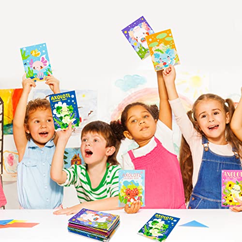 Dvbonike 24-Pack Axolotl Coloring Books for Kids Ages 4-8 – DIY Art Booklets with Cute Axolotl Designs, Bulk Party Favors, Classroom Activities, Halloween Gifts